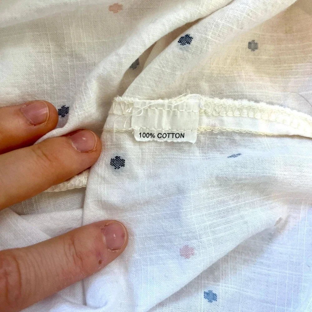 Self‎ Contrast Anthropologie White Polka Dot Mini Dress Large Summer Cottagecore